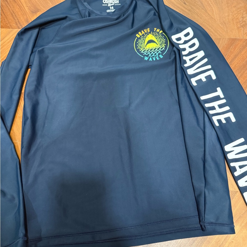 OshKosh B'gosh kids Dark Blue 'Brave the Wave' Rash Guard